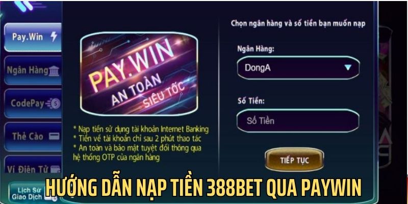 Nạp tiền qua Paywin cực dễ