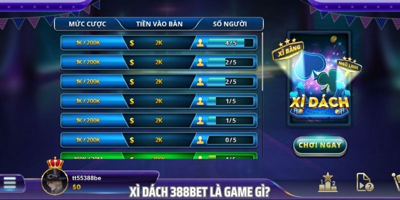 Xì dách 388bet còn có tên gọi quen thuộc khác là Blackjack